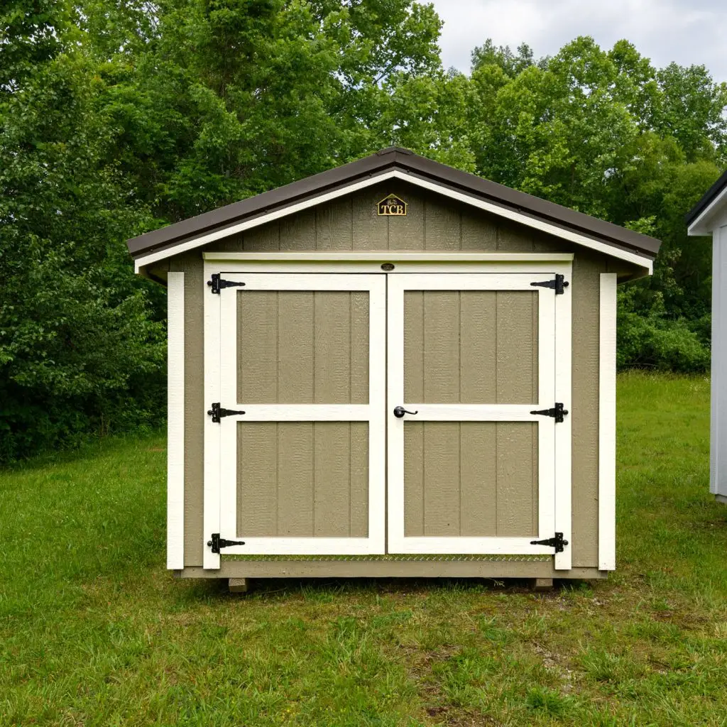 Painted olive urban shed